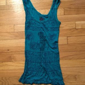 Free People Turquoise Ribbed Tank Top